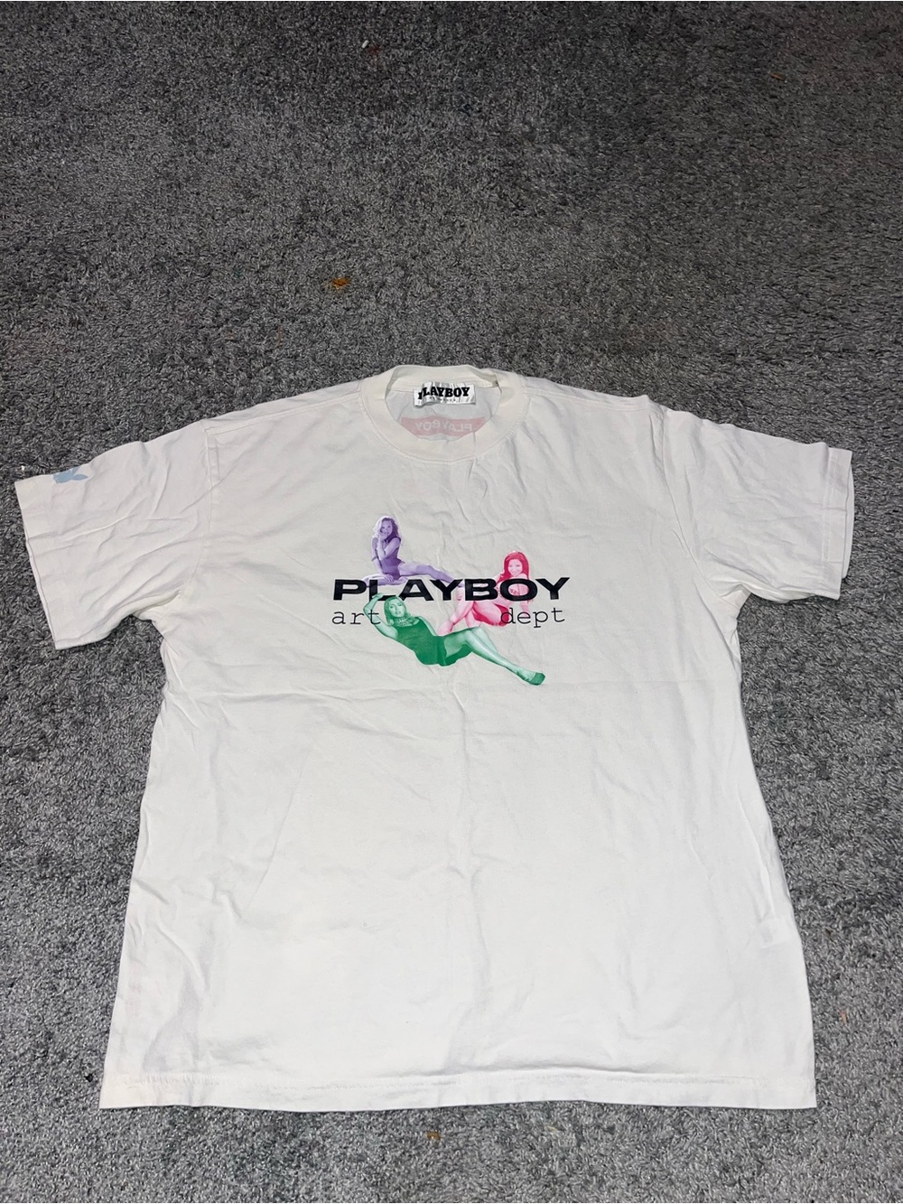 PacSun White Graphic Tee with Pink, Purple & Green Print